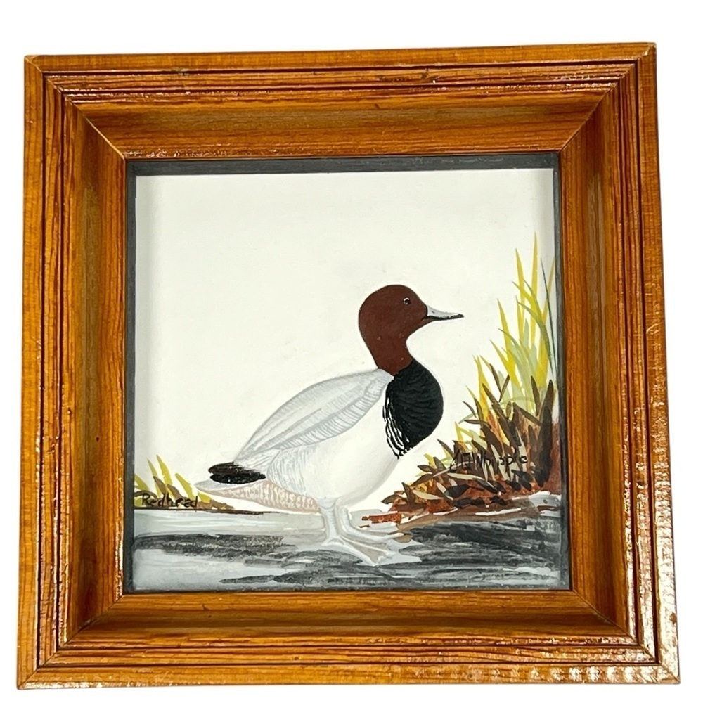 RARE Joseph Quinn Whipple Redhead Canvasback Duck 3D Shadowbox Painting Signed